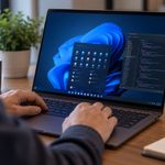 Espacio de trabajo moderno con portatil