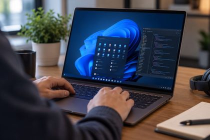 Espacio de trabajo moderno con portatil