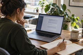 mujer ia laptop